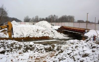 Przyszowice - most nad potokiem Chudowskim. Stan 02.2021